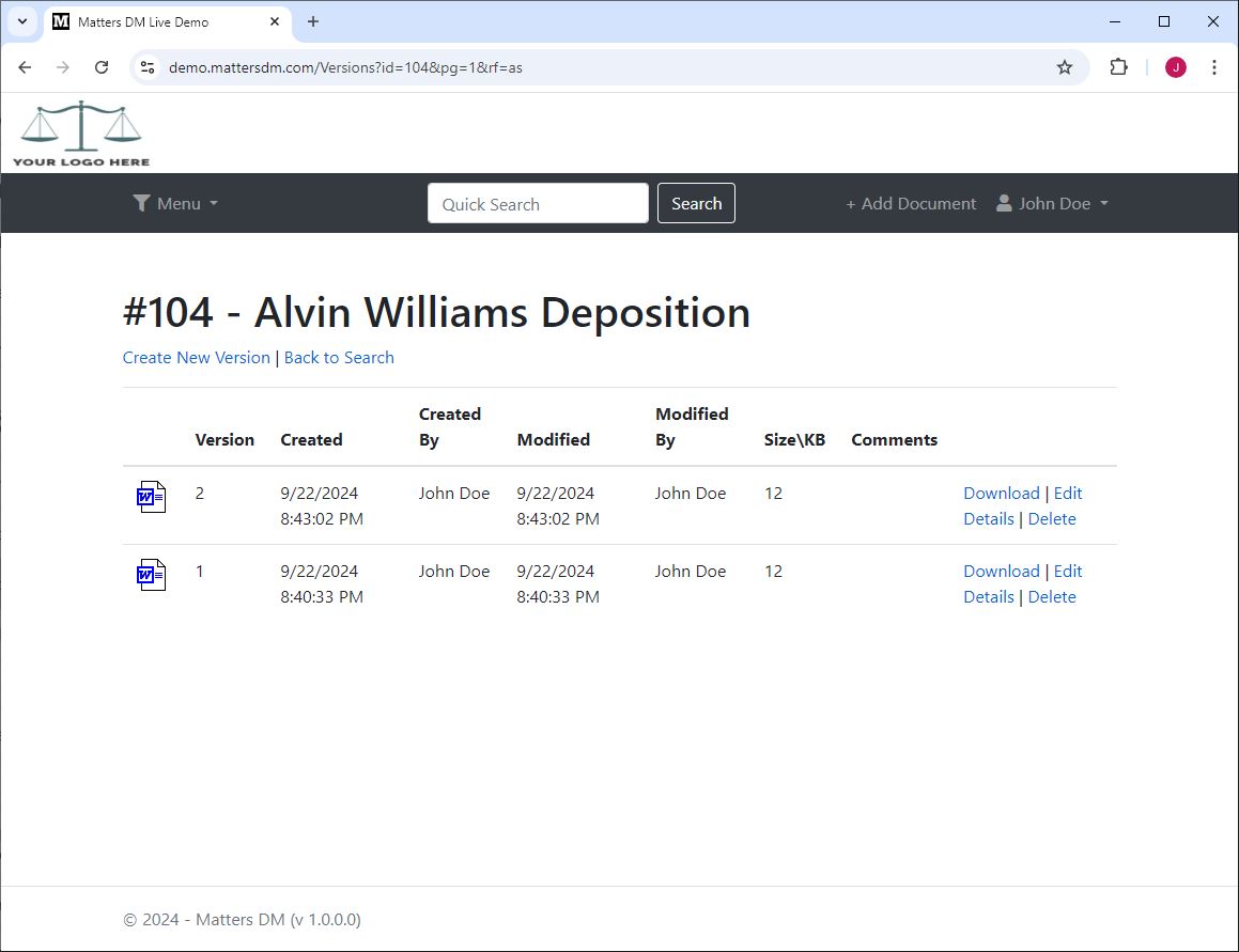 screenshot of Matters DM